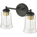 Abilene 2 Light 15 inch Matte Black Vanity Light Wall Light
